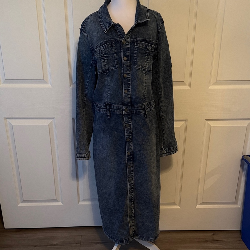 Classic Denim Midi Dress - Millie denim shirt dress